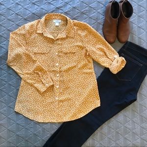 Loft Yellow Floral Button Down Blouse